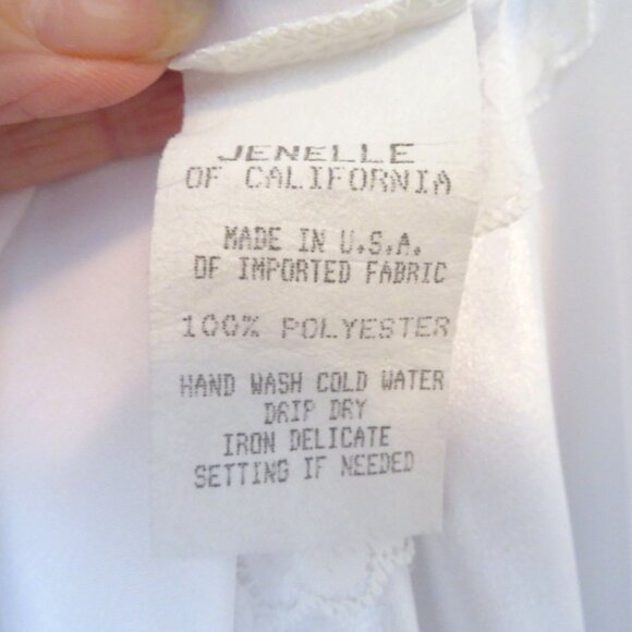 Vintage 80s White Lace Satin Slip Nightgown Robe Peignoir Set Wedding Honeymoon - Picture 10 of 16